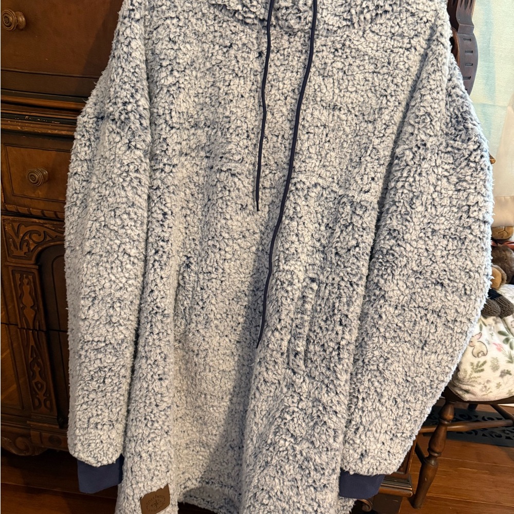 NWOT Grayish/blue super soft Knit pullover with Ribbed Detailing
